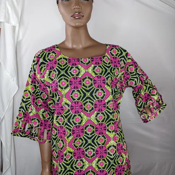 NWOT, AFRICAN PRINT DRESS SIZE 18. - Picture 8 of 15